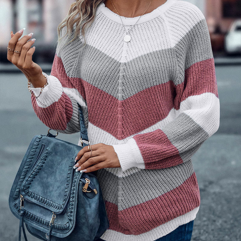 Striped Crew Neck Casual Sweater