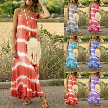 Printed Striped Plus Size Maxi Maxi Dress