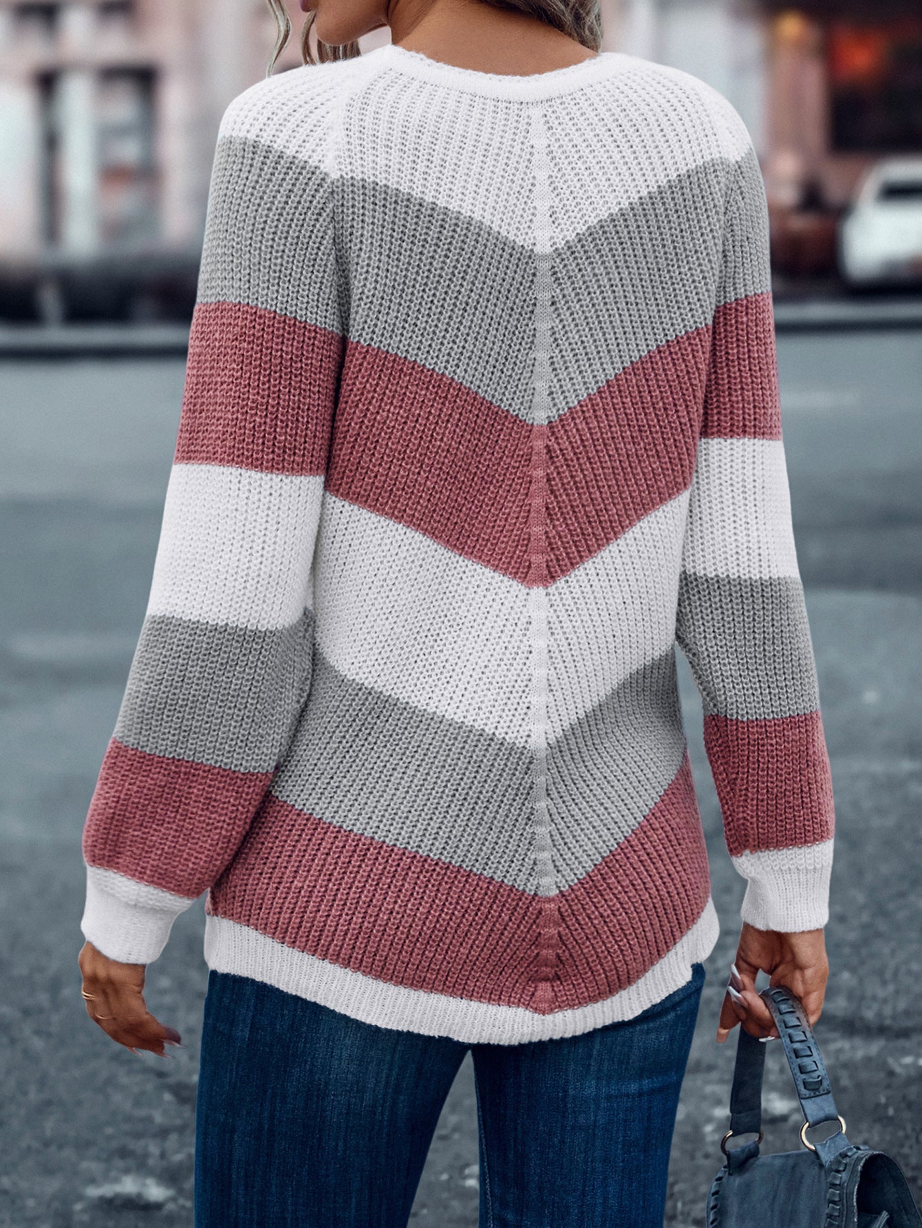 Striped Crew Neck Casual Sweater