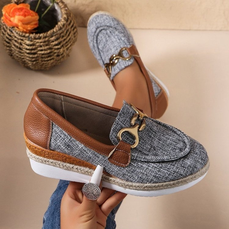 Outer Wear Horsebit Buckle Wedge Platform Loafers