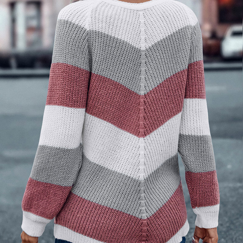Striped Crew Neck Casual Sweater