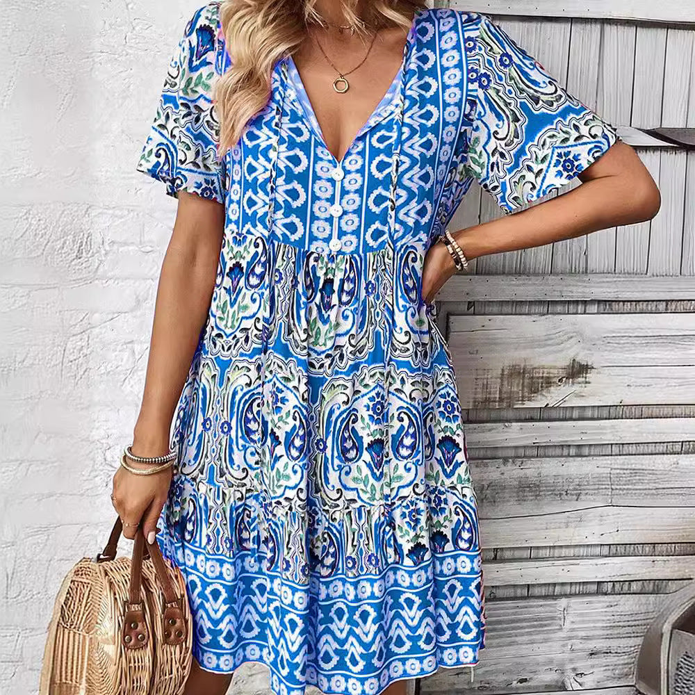 Women's Loose fit V-neck Dress