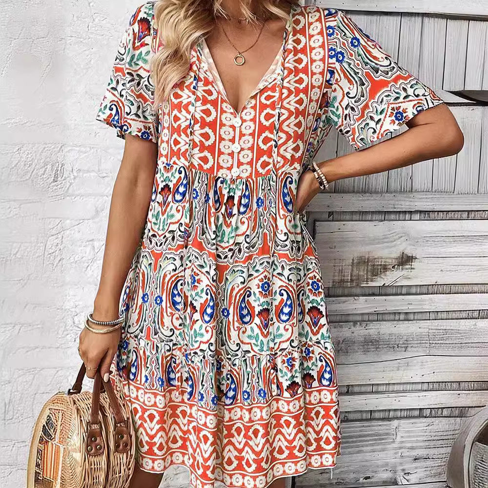 Women's Loose fit V-neck Dress