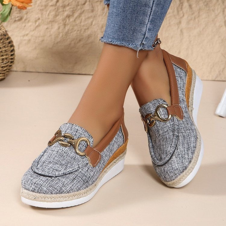 Outer Wear Horsebit Buckle Wedge Platform Loafers
