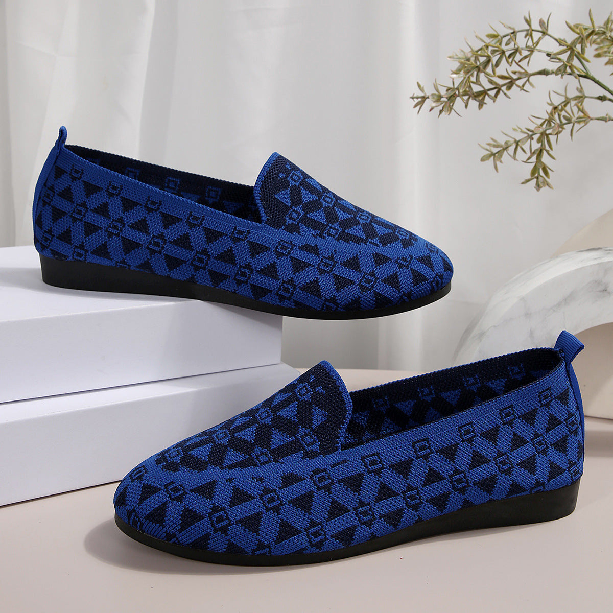Printed Round Toe Casual Hollow Breathable Loafers