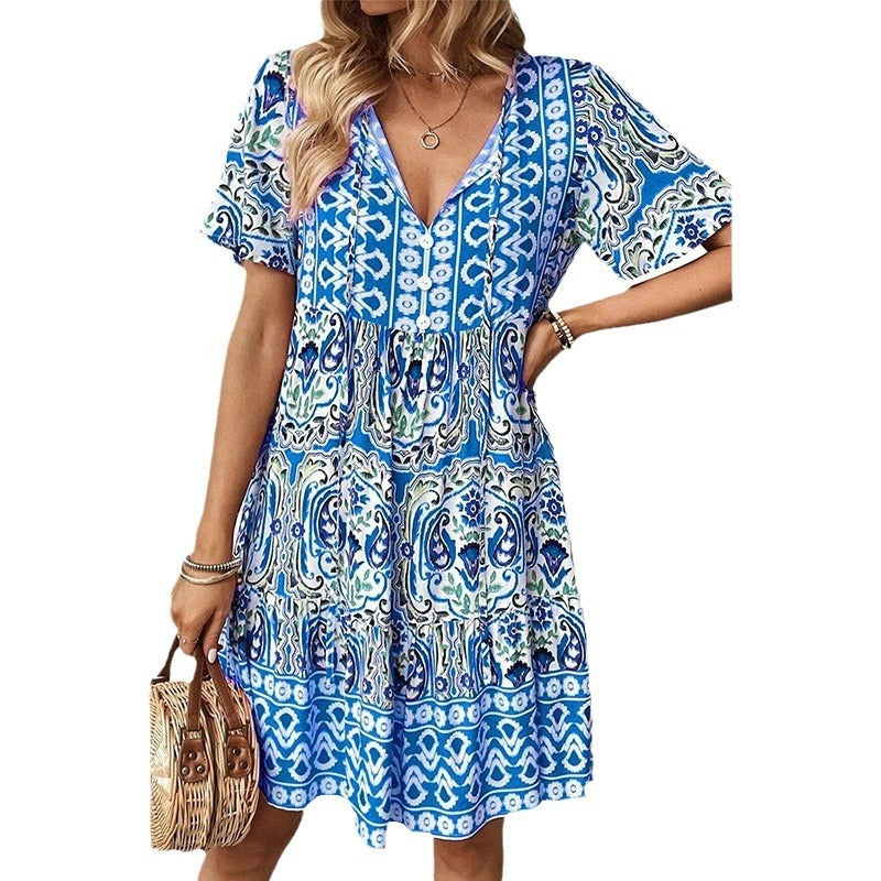 Women's Loose fit V-neck Dress