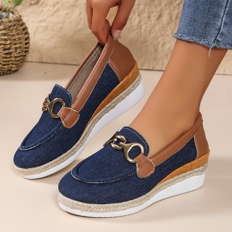 Outer Wear Horsebit Buckle Wedge Platform Loafers